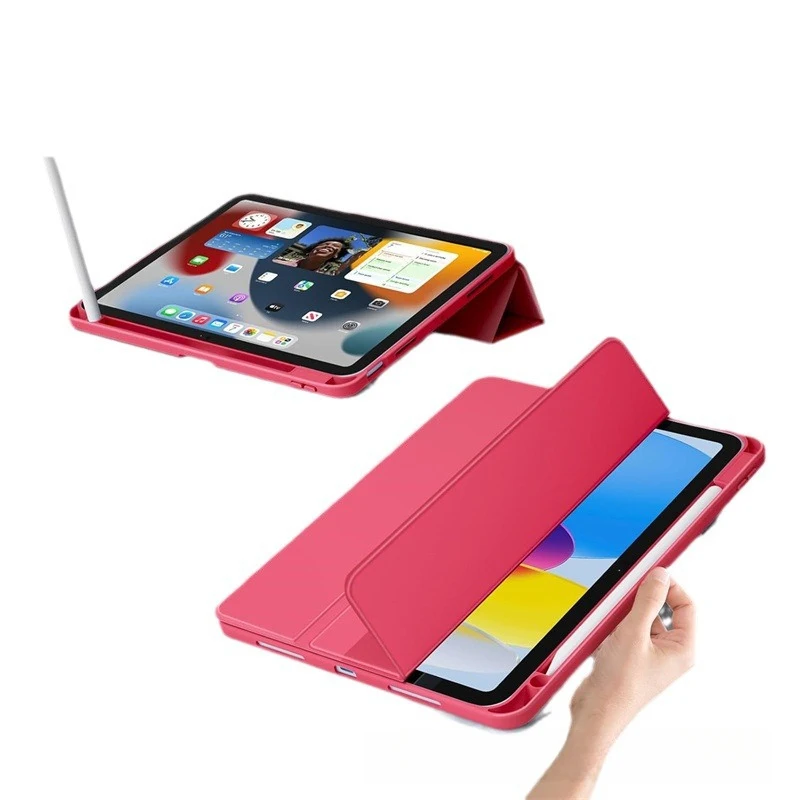For iPad protective case, acrylic tri-fold pen slot leather cover, pro12.9  air5 10.9 shell