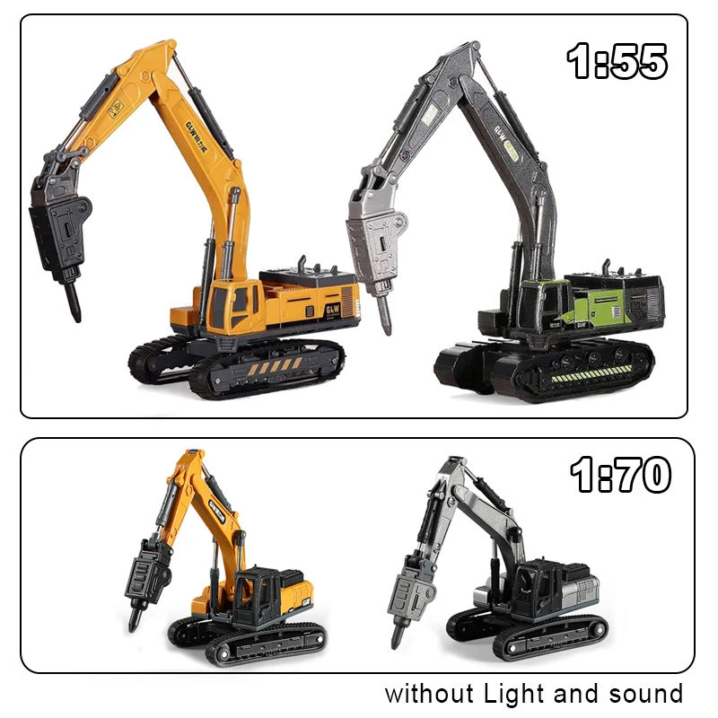 آلة الحفر سبيكة + البلاستيك دييكاست لعبة نموذج الهندسة الصوت ضوء التراجع البناء جمع الهدايا للأطفال