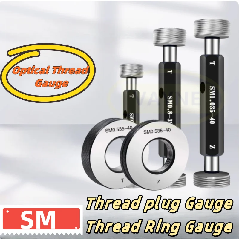 

1SET(1*GO+1*NOGO) SM Optical Thread Plug Gauge Thread Ring Gauge SM0.525 0.8 1.035 1.535 2.035 8-36UN RMS 26-0.706Measure Tool