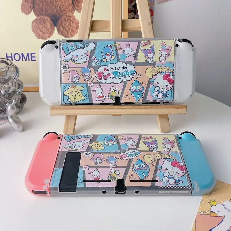 Funda protectora de dibujos animados de Anime Sanrio Hello Kitty, carcasa suave pintada, cubierta antiarañazos para consola de juegos Nintendo Switch Kawaii