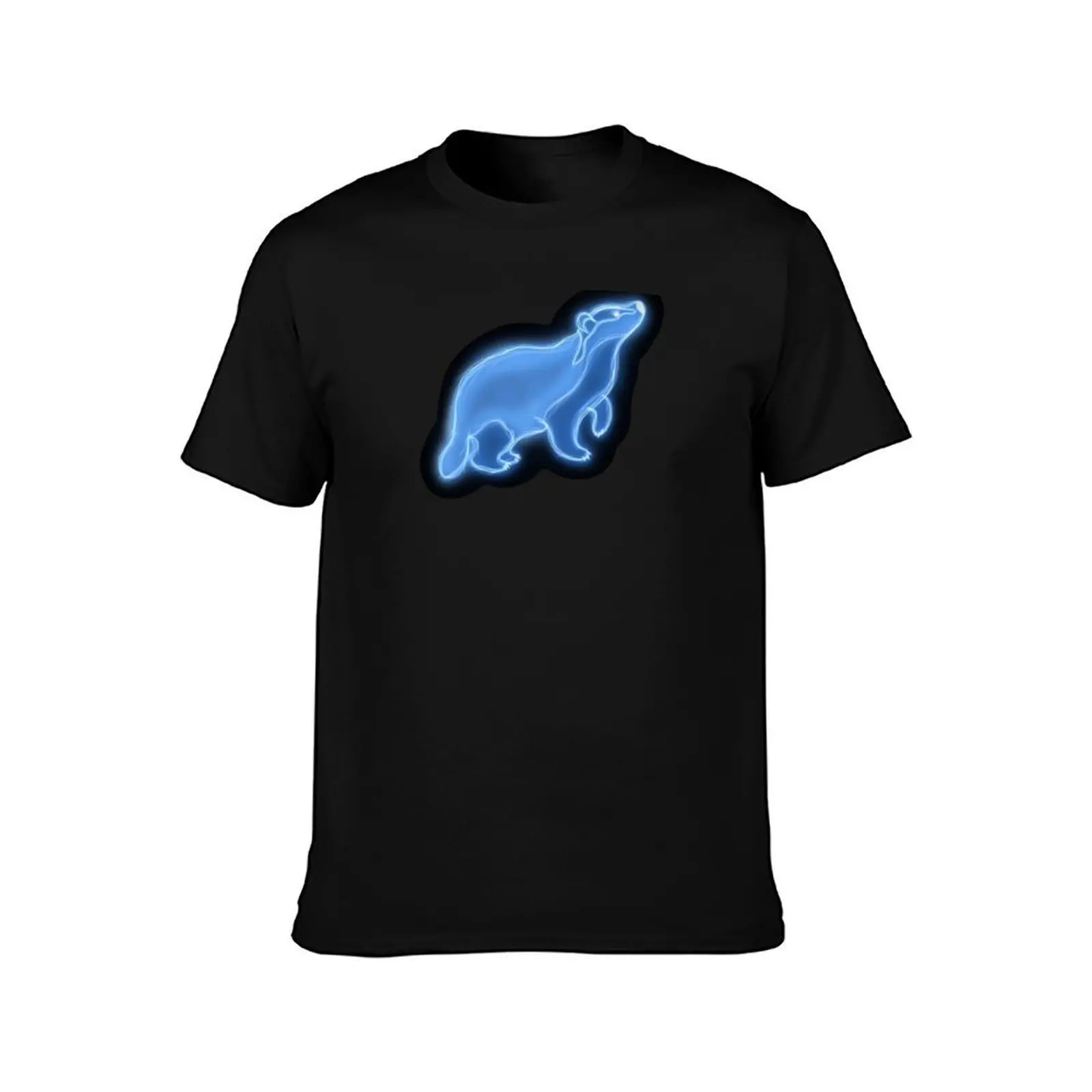 Glowing Magic Badger T-Shirt, Summer Casual Cotton Tee, Oversized Streetwear Tops, Vintage Graphic Print, Loose Fit Short Sleeve