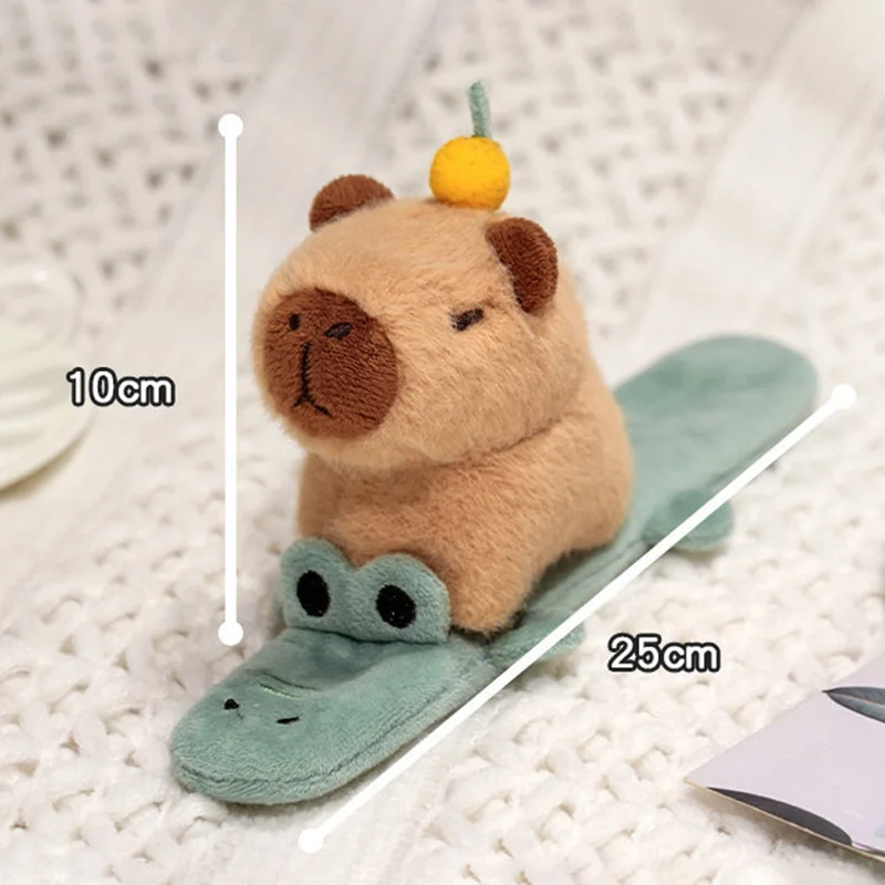 Capibara – Bracelets Slap à Pression En Peluche – Animaux Mignons Avec Carapace De Tortue – Enroulables Pour Enfants Et Adultes – Idéal Pour Anniversaire, Noël, Fêtes Costumées