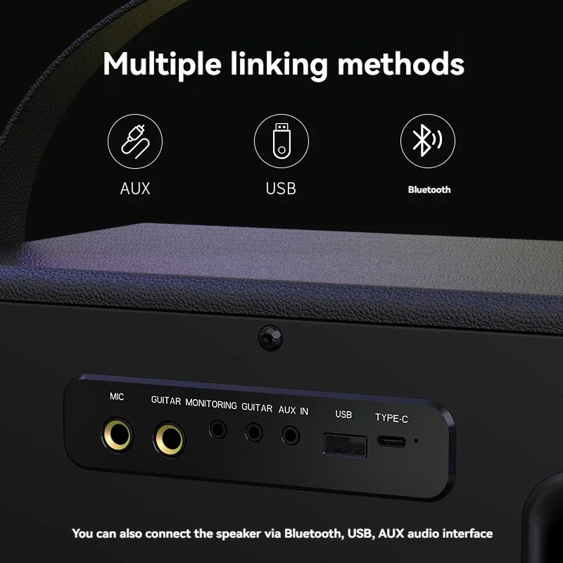 ซับวูฟเฟอร์กำลังสูง220วัตต์กล่องเสียงกลางแจ้งแบบพกพาย้อนยุคเดสก์ท็อปไร้สายลำโพงบลูทูธคุณภาพเสียง Hi-Fi AUX USB