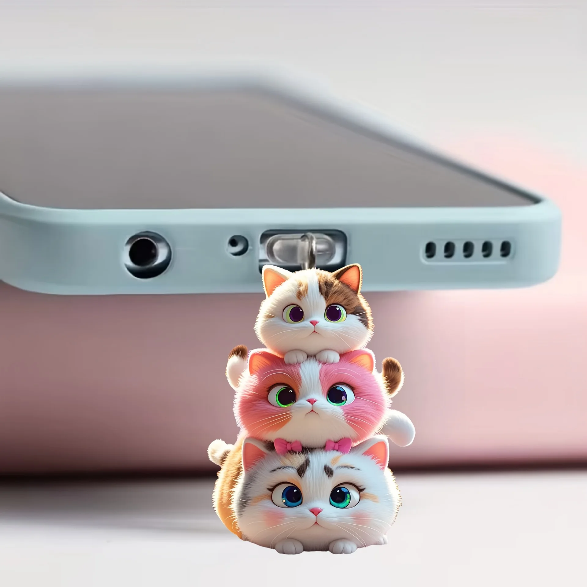 Acrylic Phone Dust Plug Colorful Cute Cartoon Dust Plug Cat Phone Dust Plug High-Quality For Everyday Use Samsung Mobile Device