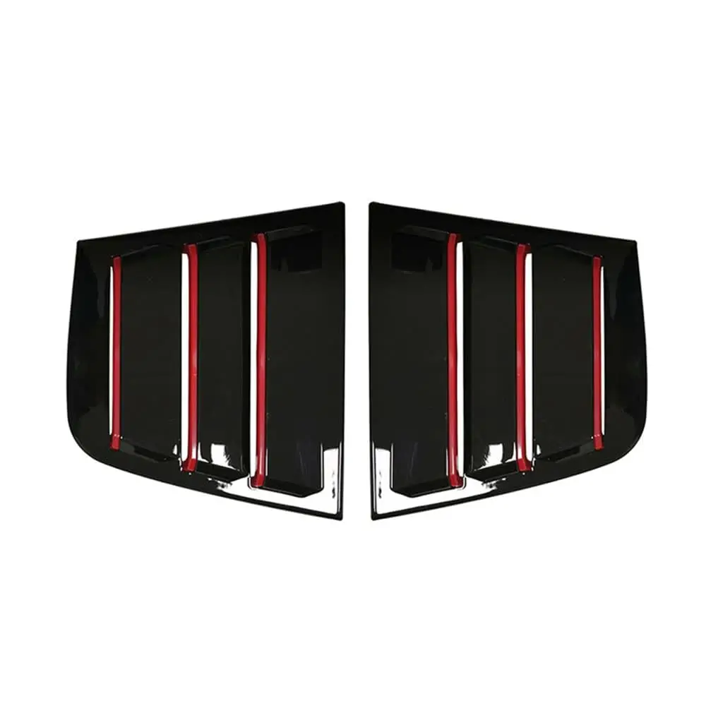 

Black+Red Rear Side Window Shutter Louver Cover Trim For Dodge Charger 2011-2021