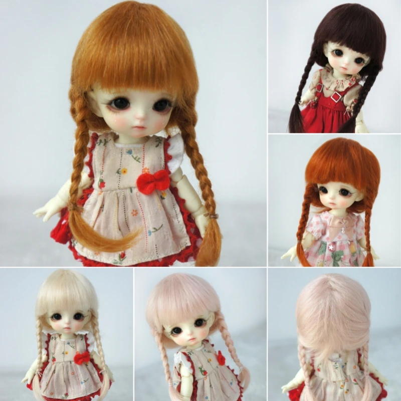 JD018 3-4inch 4-5inch  5-6inch Pretty Anna Double braid Mohair BJD Hair  1/12 1/8 Lati yellow &White OB11 Doll Wigs