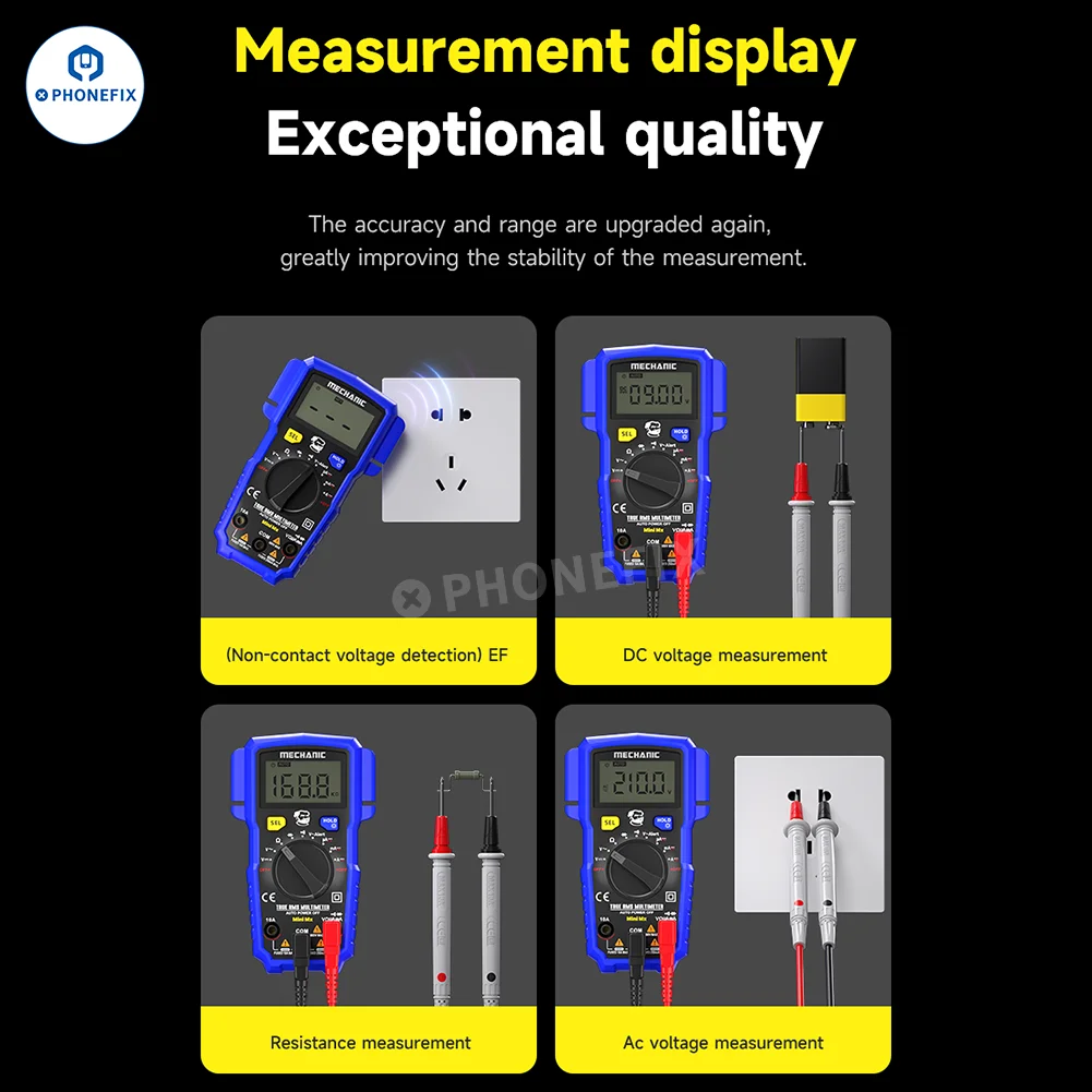 Mecánico Mini MX antiquemaduras, multímetro de alta precisión, pantalla LED inteligente portátil con bolígrafo de sonda, probador de corriente de voltaje