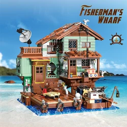 2100PCS Fisherman's Wharf Building Block Tree House Model Seaside Street View Boat Transportation Toys Children Christmas Gifts