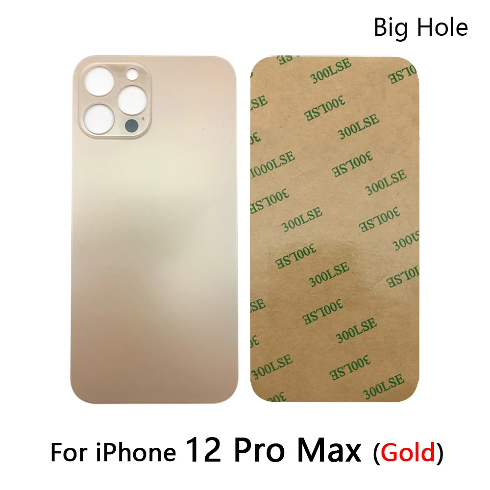 Большое отверстие для iPhone 12 Pro / 12 Pro Max, сменная Крышка батарейного отсека, Задняя стеклянная задняя крышка, задняя крышка корпуса с