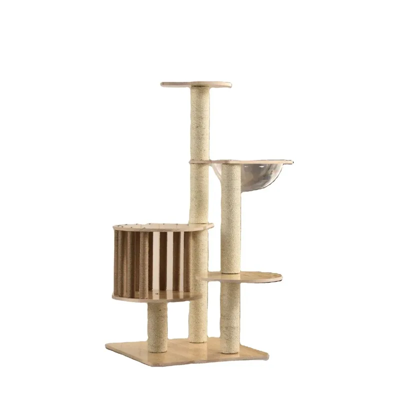 

Pet Furniture Cheap Climbing Frame Scratcher Components Wood Tree House Cat Tower