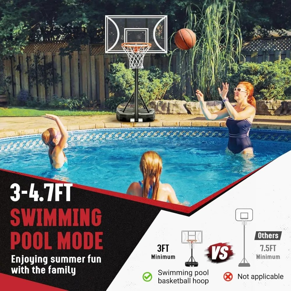 In hoogte verstelbare basketbalring voor gebruik binnen en buiten, 32 bord, 3 meter hoogtes, draagbaar zwembaddoel