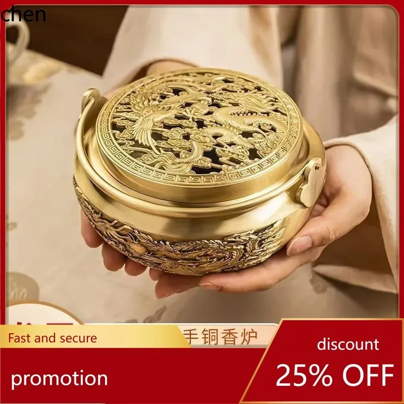 

Cz hand warmer dragon and phoenix present auspicious fire gun brass stove for home indoor chinoiserie incense burner