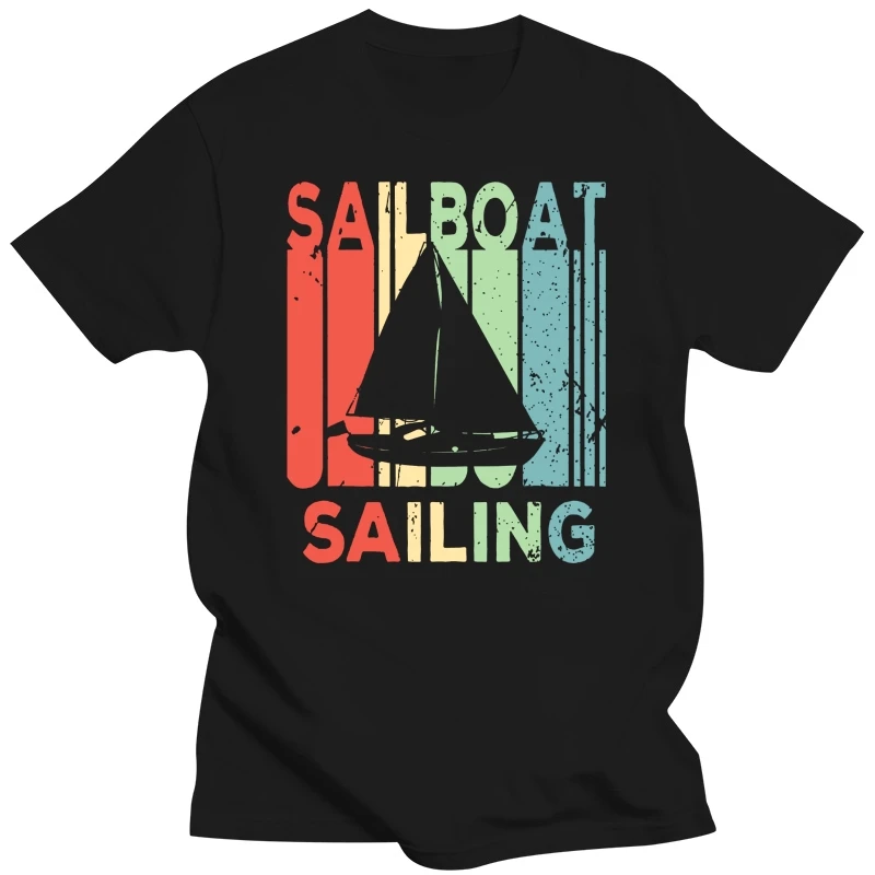 2019 Fashion Men T shirt Sailing Sailboat Vintage T Shirt 100% Cotton summer personality