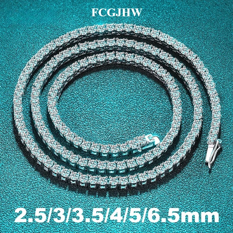 FCGJHW 2.5-6.5mm Full Moissanite Tennis Necklace for Women Sparkling Diamond Pendant 925 Sterling Silver Fine Jewelry Gift 2026