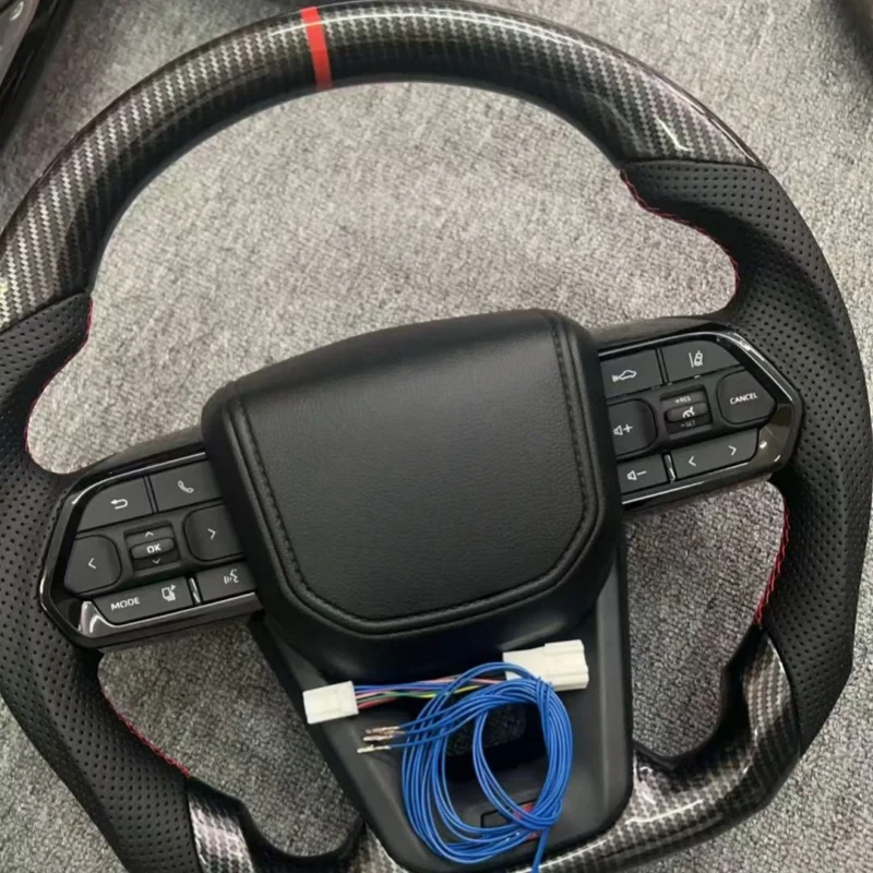 With Heating Carbon Fiber Leather Car Steering Wheel For Toyota Land Cruiser 200 2008-2021 Upgrade LC300 2022 2023 LC200