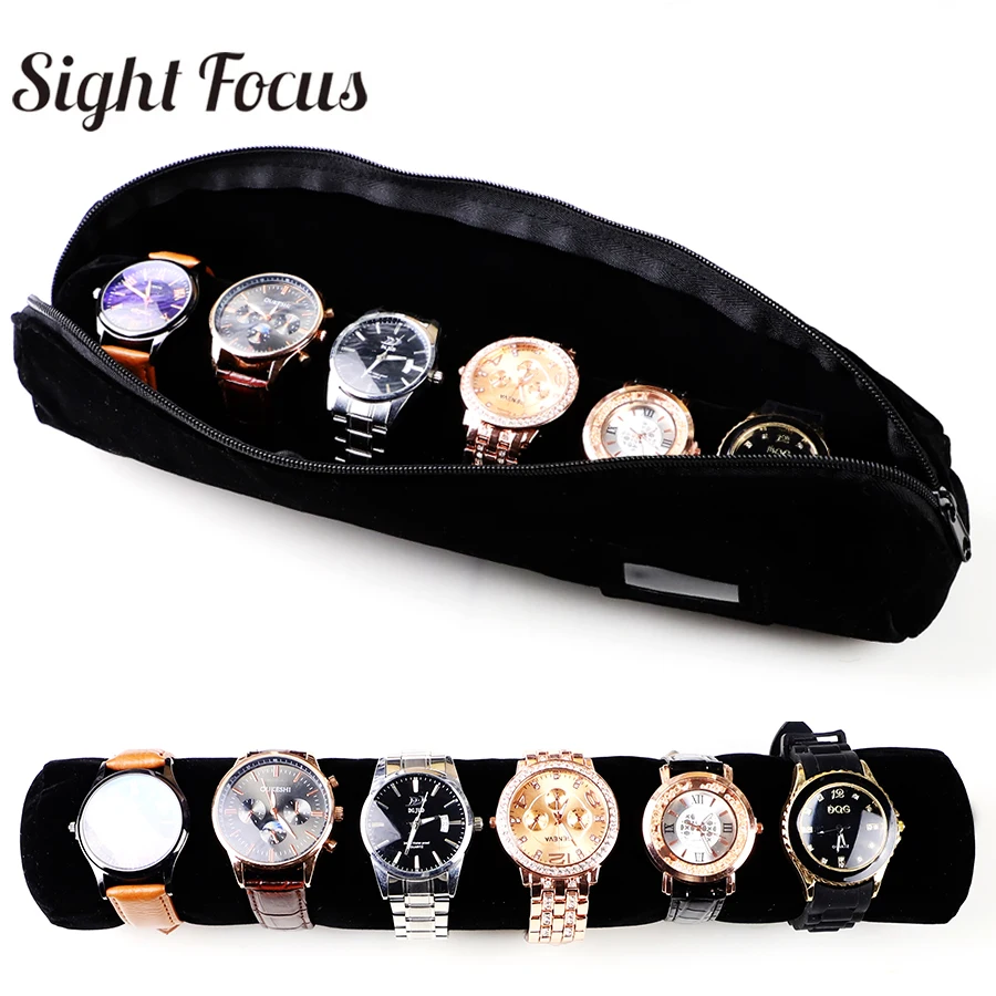 Velvet Watch Roll Organizer Armbanduhr Box La Montre Box Bangle Bracelet Pouch Jewelry Travel Case Watch Holder Storage Bag