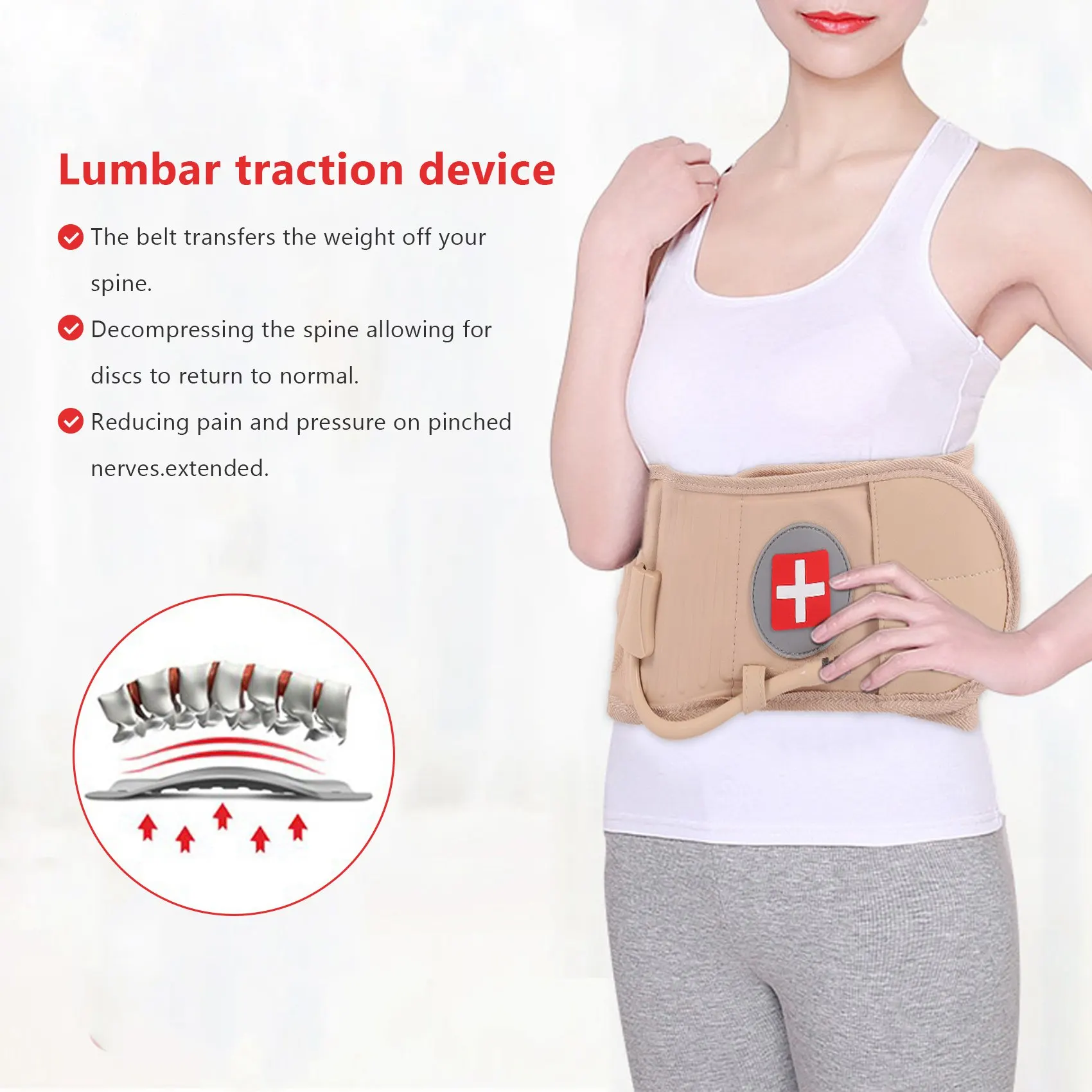 Lumbar Spinal-Air Decompression Back Belt Air Traction Waist Protector Belt Pain Lower Lumbar Support Fit for 29 Inches -49