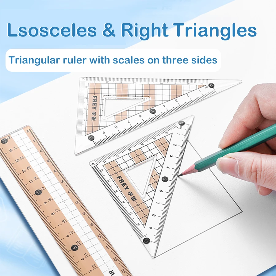 7Pcs righello Set disegno bussola matematica righello multifunzionale triangolo goniometro studente matematica 15cm righello materiale scolastico