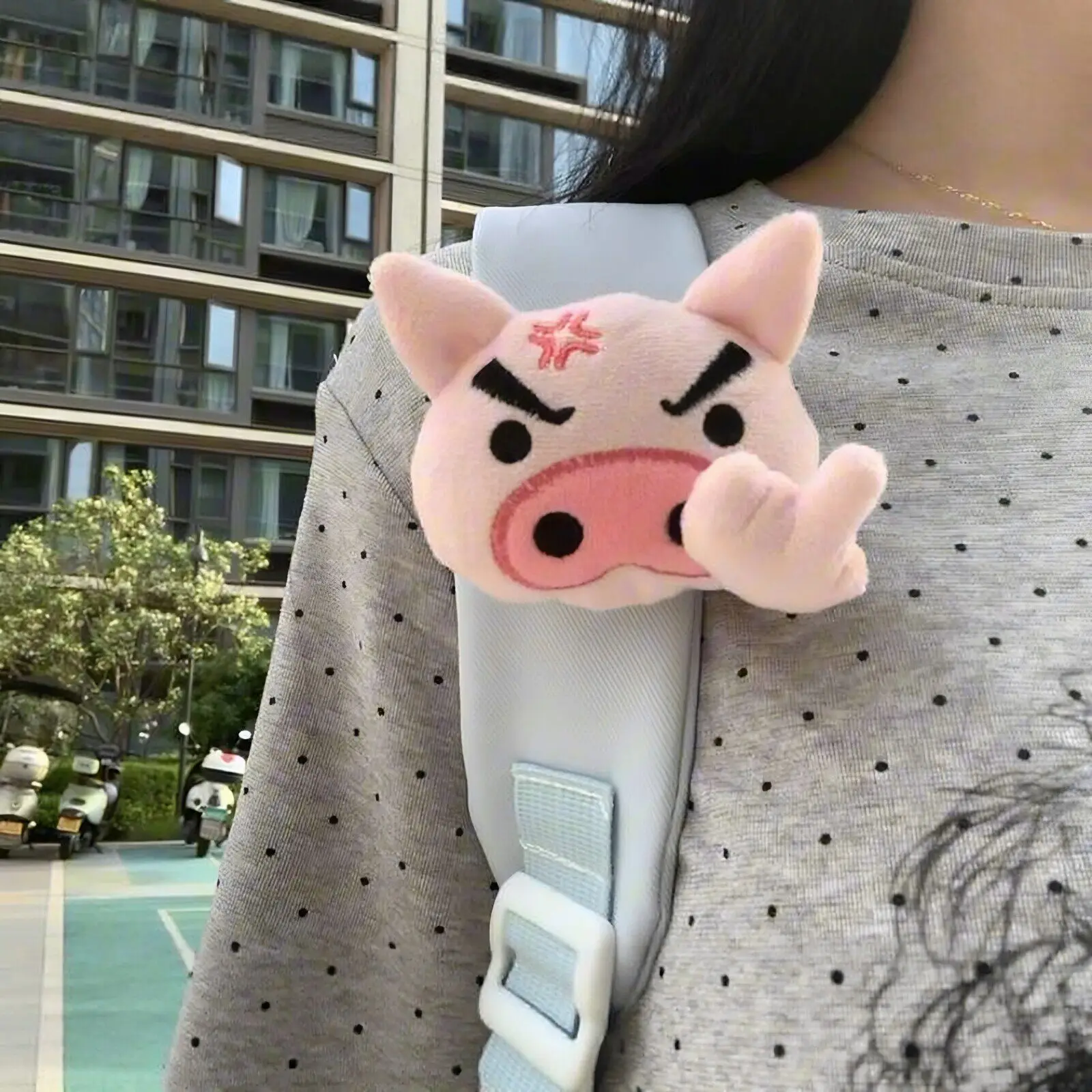 Angry Pig Plush Keychain Detachable Magnetic Middle Finger Brooch Bag Charm Backpack Accessory Cartoon Decor For Daily Use