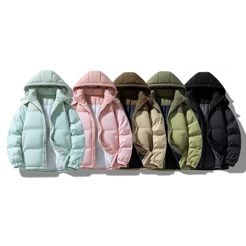 Chenille Patchwork Corduroy Thickened Hooded Detachable Jacket Winter Parka Fashion Men Casual High Quality Cotton-Padded Jacket