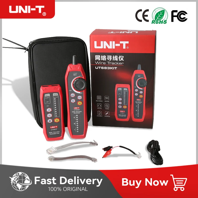 

UNI-T UT683KIT Lan Tester Network Wire Tracer Cable Tracker RJ45 RJ11 Telephone Line Finder Repairing Networking Tool