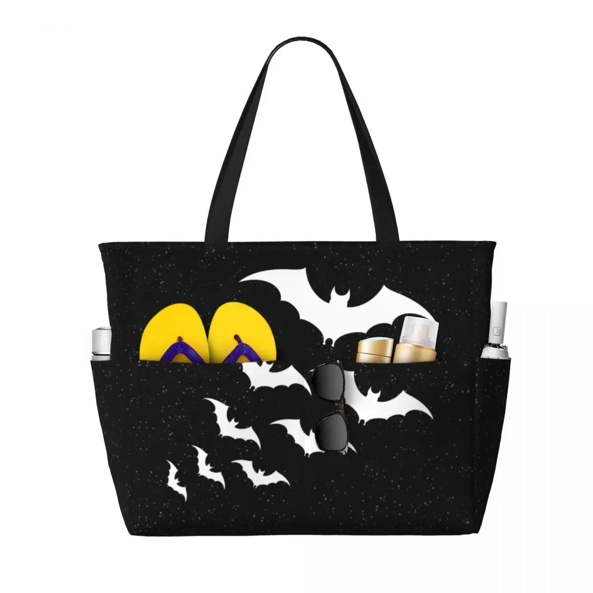 Custom Bats In The Night Groceries Tote Shopping Bag Women Big Capacity Halloween Goth Occult Witch Beach Gym Travel Bags