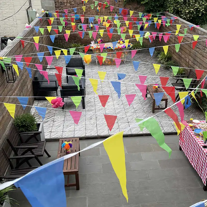 

100PCS Pennant Colorful Flags Bunting Banners Triangle Multicolors Mini Hang String Flag Home Store Party Decoration Celebration