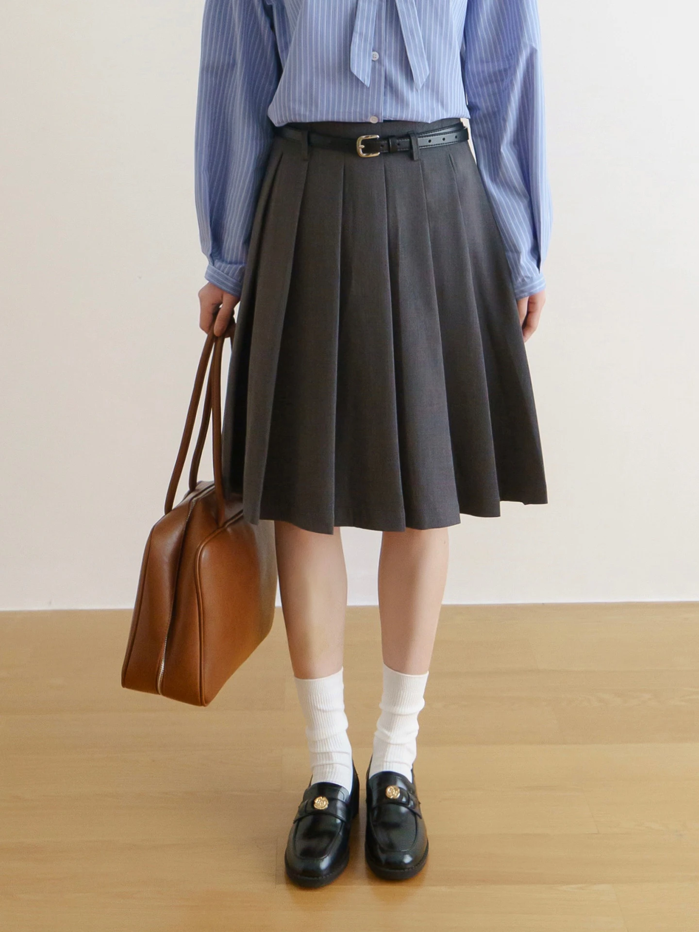 

Юбка-миди Floradance с высокой талией, плиссированная, весна 2026, серия Miu, универсальная, стройнящая, средней длины