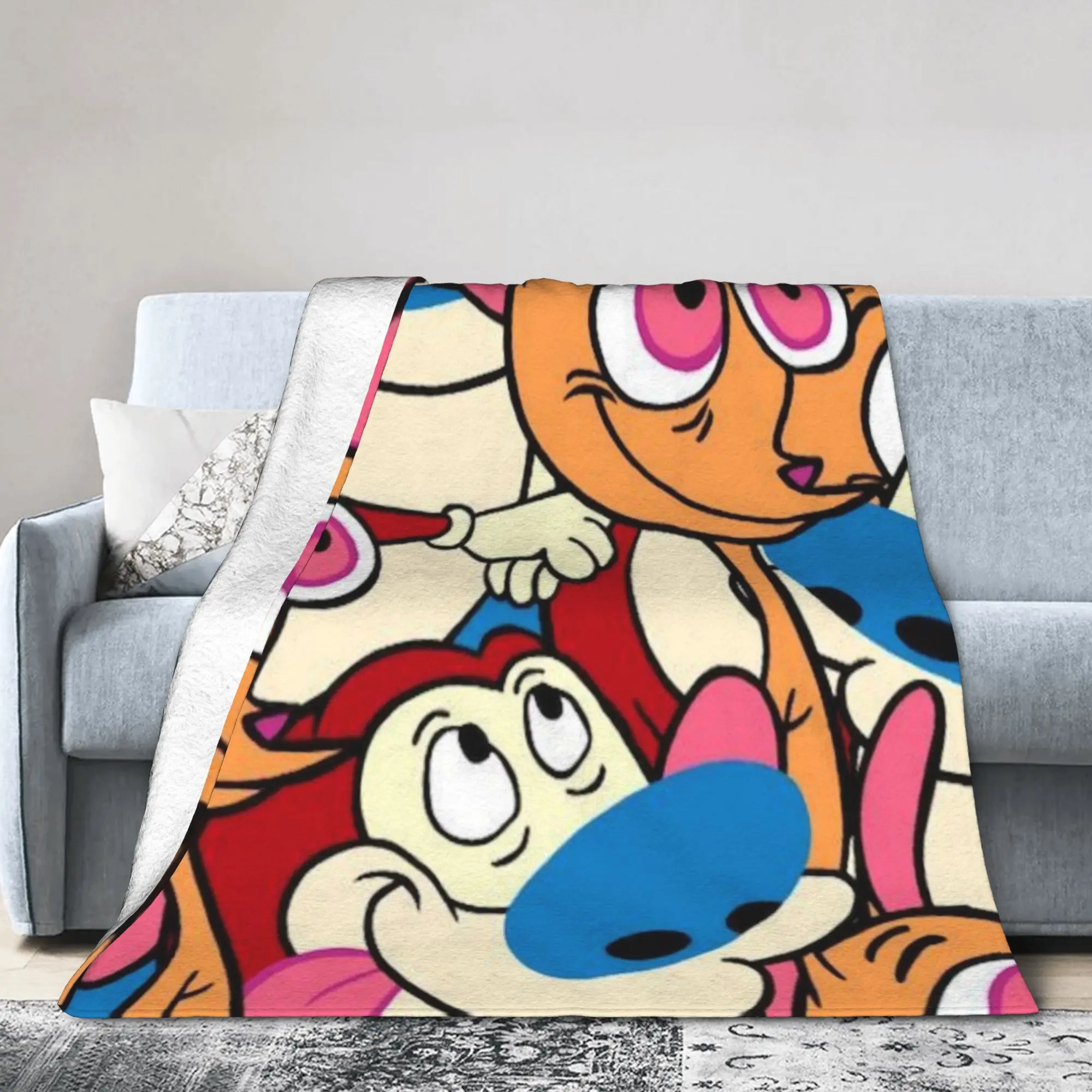  Duo Rucksack Ren & Stimpy  Blanket Coral Fleece Plush  Relax Ultra-Soft Throw Blankets for Bed Bedspread