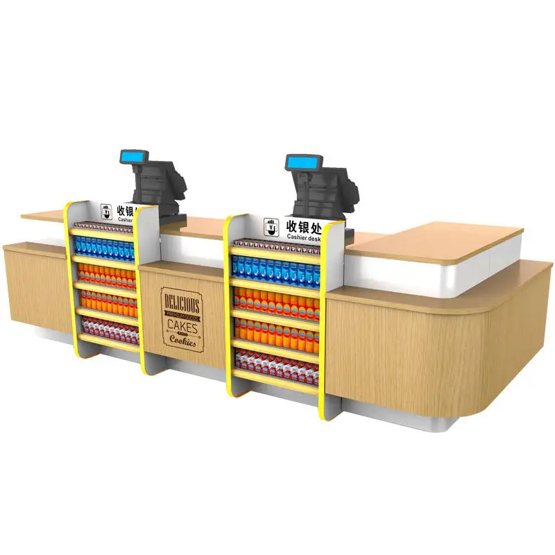 

New Design Wooden Supermarket Retail Store MDF checkout page