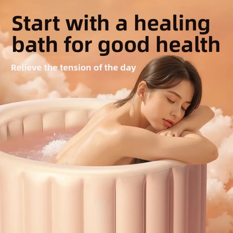 

Cloud Bathtub Inflatable Bubble Bath Tub Foldable Storage Portable Relaxation Spa Hydration Tub Easy Set Up Full Body Soaking