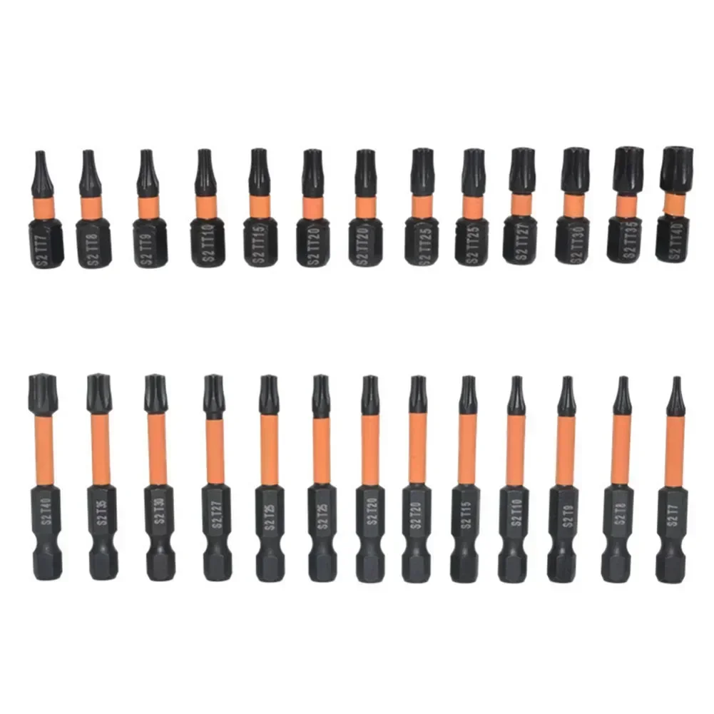 26pcs Screwdriver Bit Set T7-T40 50mm 25mm Star Plum Solid Hollow Screwdriver Star Plum Solid Hollow Screwdriver T7-T40