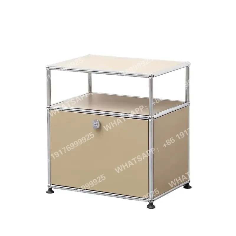 Modern Durable Stainless Steel Metal Modular Nightstands Bedroom Bedside Table with Storage Drawers