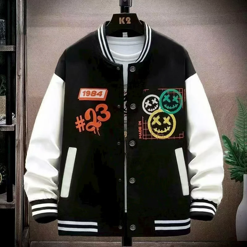 

Teenage Boys Baseball Jaet Fce Lined Spring Autumn Harajuku Sle Korean Trend Loose Fit Windproof Coat Youth Faion