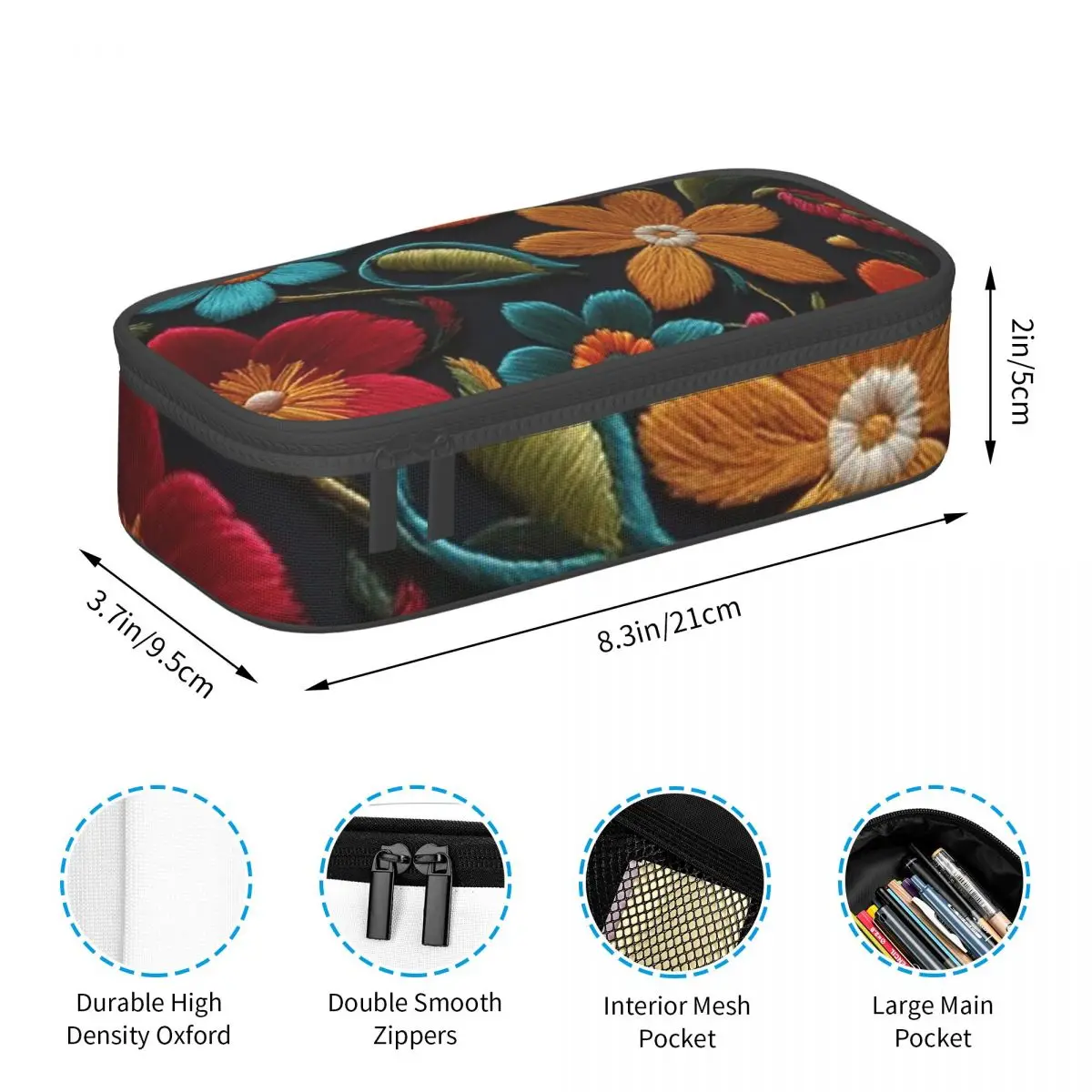 Mexican Vintage Flroal Rebozos Mexicanos Pencil Case for Studen Gifts Pen Box Pencil Bag Stationery Supplies Pen Holder Bag