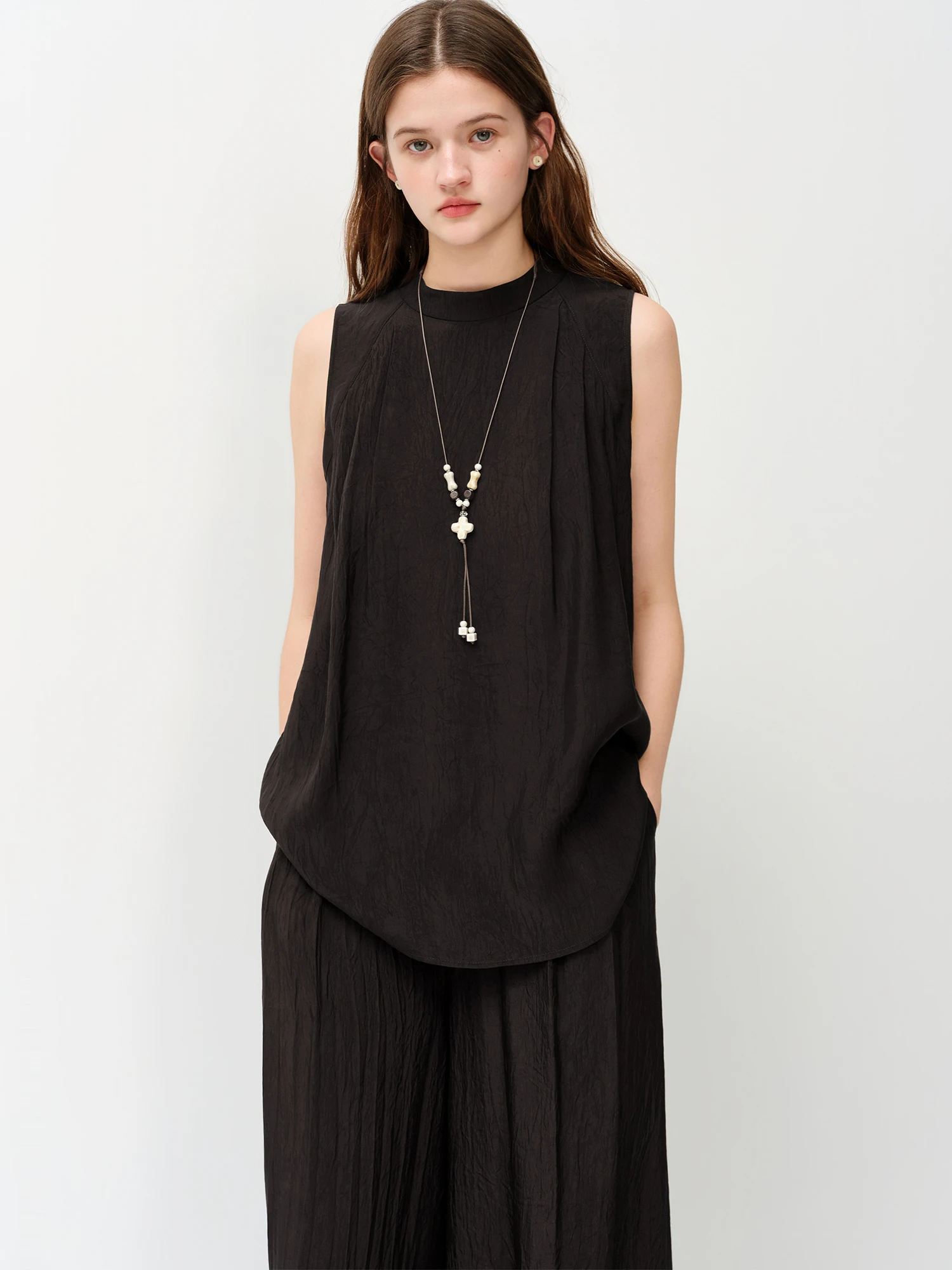 Women's Acetate Shirt and Wide Leg Pants Set | Relaxed Two Piece Co-ord