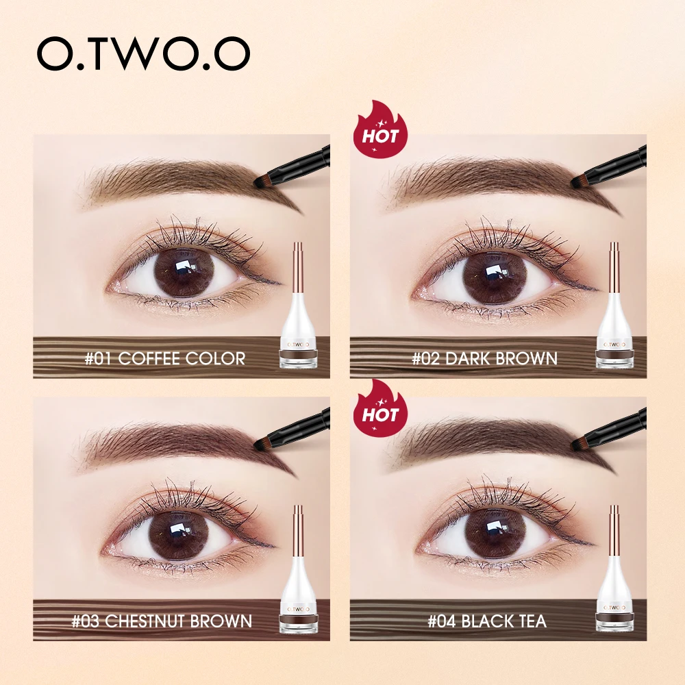 O.TWO.O Eyebrow Pomade Brow Mascara Natural Waterproof Long Lasting Creamy Texture 4 Colors Tinted Sculpted Brow Gel with Brush