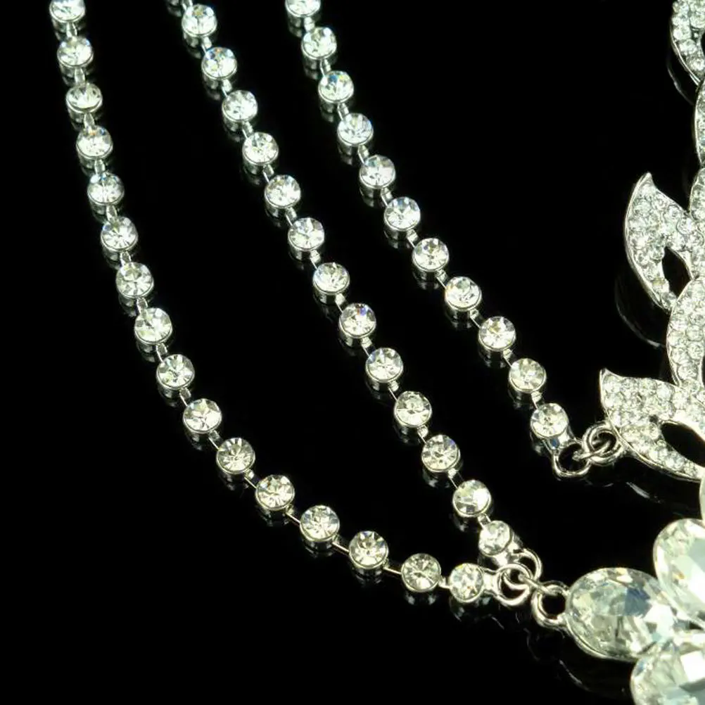 

Bride White Crystal Alloy Head Chain Forehead Chain Headdress Hair Accessories Wedding Performance Party Proms