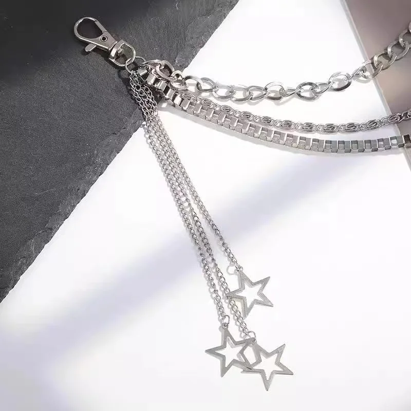 Punk Y2k Star Tassel Pants Chain for Women Men Hip Hop Silver Color Multilayer Waist Chain Dress Jewelry Gothic Rock Accessories - Detail 1