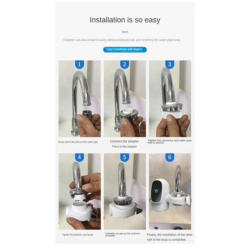 3000W Instant Electric Hot Water Heater Faucet Digital Display Heating Tap Water Heater for Bathroom Faucet EU Plug