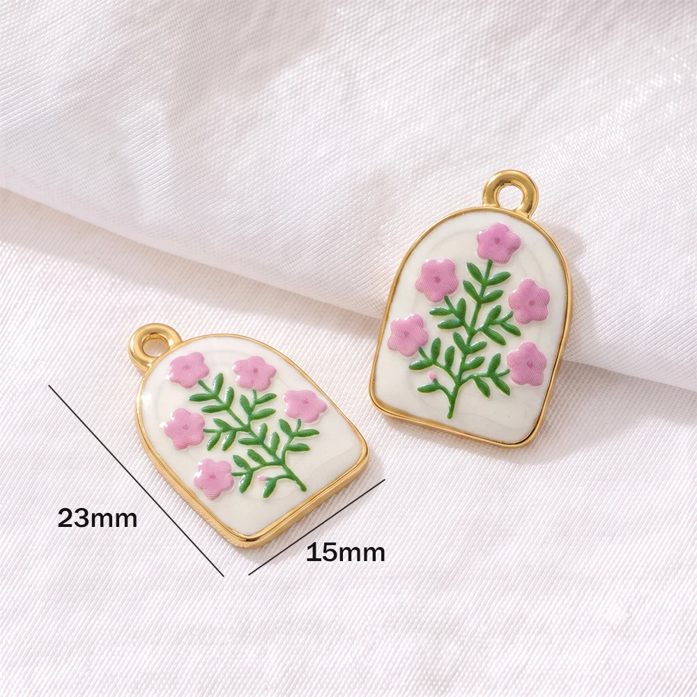 2 Stück Edelstahl-Blumenanhänger für Schmuckherstellung, Emaille-Blumenanhänger für DIY-Halsketten, Armbänder, Ohrringe und Schmuckherstellung – Detail 9