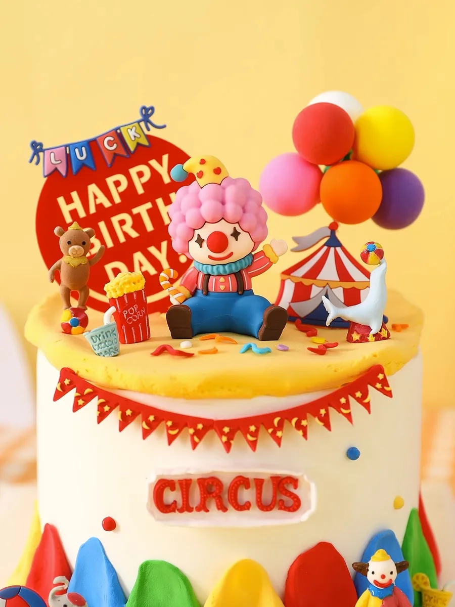 Zirkus-Kuchenaufsätze, Clown, Zirkustiere, Löwe, Elefant, Affe für Kinder, alles Gute zum 1. Geburtstag, Party, Kuchendekorationen, buntes Thema – Detail 5