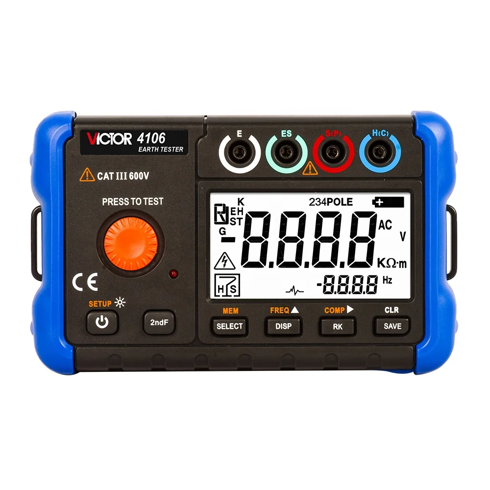 Ruoshui 4106 2 Pole 3 Pole  4 Pole Earth Resistivity Calculation 20k Ohm Ground  Earth Resistance Meter