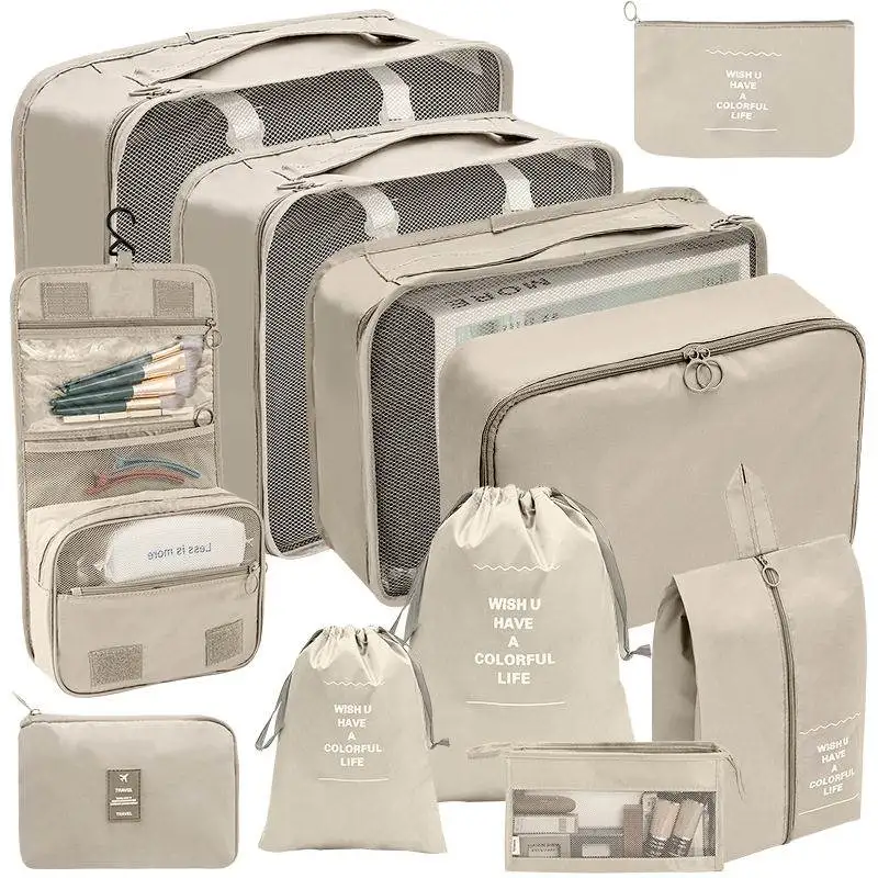 

Travel Storage Bag Set Digital Cosmetic Dustproof Wash Bag Clothes Shoes Organizer Bag Set of 7 Nordic Style Polyester