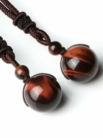 16 Mm Black Obsidian Tiger Eyes Amethyst Stone Women Men Necklaces with Adjustable Braided Rope Cords Natural Crystal Pendant Ne