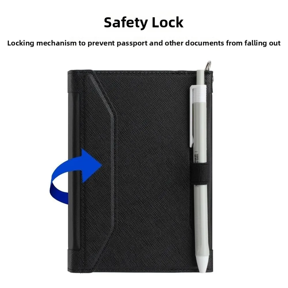 Portable Foldable Passport Wallet PU Leather Lightweight Leather Passport Holder Airplane Ticket Protector Large Capacity