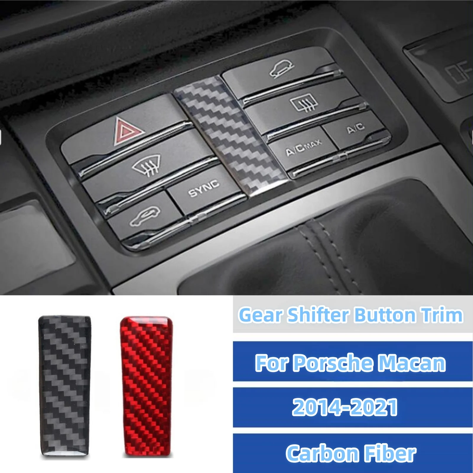 For Porsche Macan 2014-2021 Accessories Carbon Fiber Shifter Button Trim Sticker Car Interior Decoration Stickers