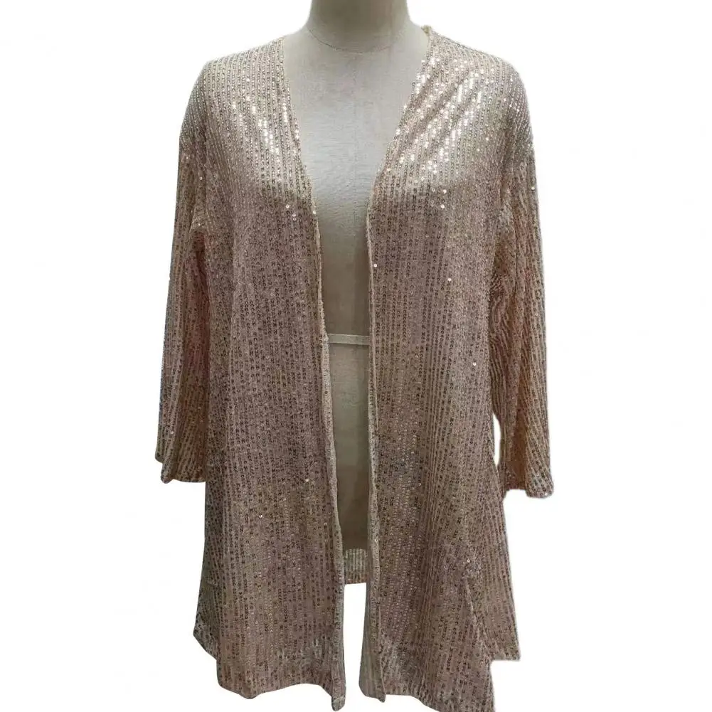 

Sequin Jacket Sparkling Sequins Shawl Jacket for Women Loose Cardigan Coat with Open Front for Autumn Winter Parties Sparkling