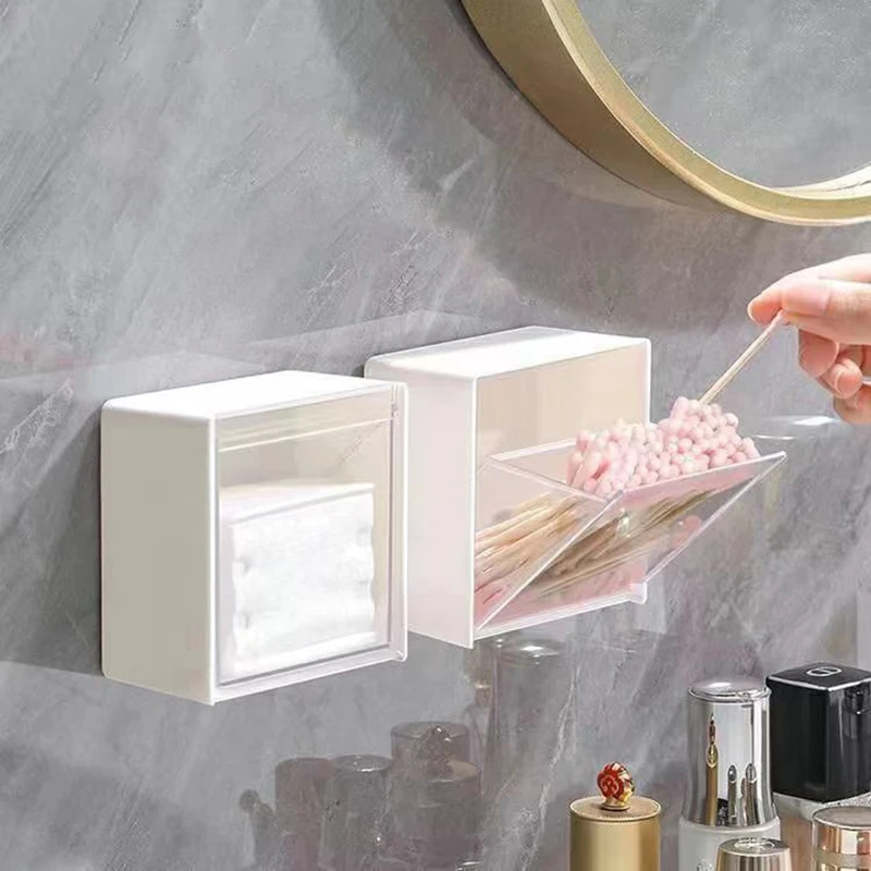 Plastic Wall Shelf Bathroom Organizer Makeup Cotton Swabs Makeup Case for Small Things Storage Jewelry Boxes Household Supplies