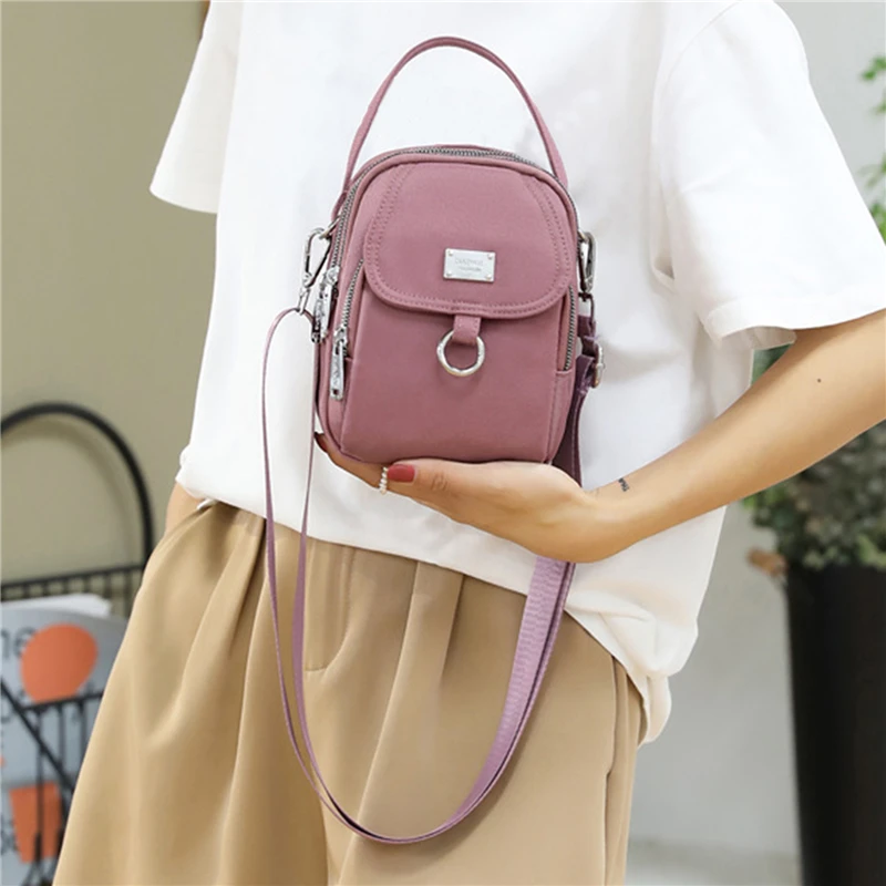 Mode 3 Schichten Frauen Minit asche hochwertige haltbare Stoff Mädchen kleine Umhängetasche vorgetäuschte Stil weibliche Mini Handtasche Handy tasche